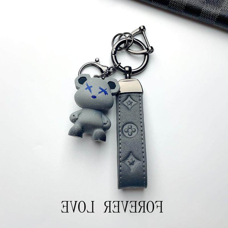 LV&GEDETE 老花暴力熊汽车钥匙扣挂件男毛绒邮差包挂饰迷你钥匙链