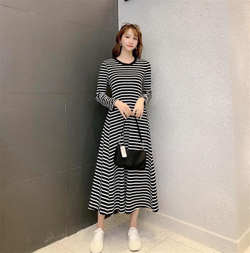 外贸原单 黑色及踝打底纯棉连衣裙 收腰显瘦大摆内搭休闲超长裙