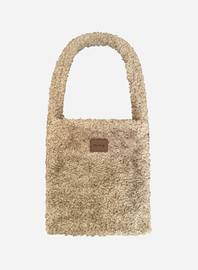 NIIPLICITY 23AW 超大灰米色北美毛绒斜挎包袋