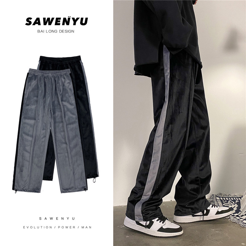 力爆保暖丝绒高街嘻哈裤休闲裤子男拖地卫裤903-DK60-P65控78，男装休闲裤，星座903