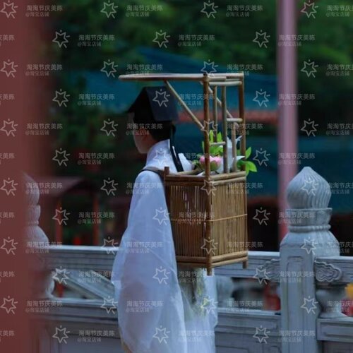 卖货郎簪花背篓景区复古演出道具