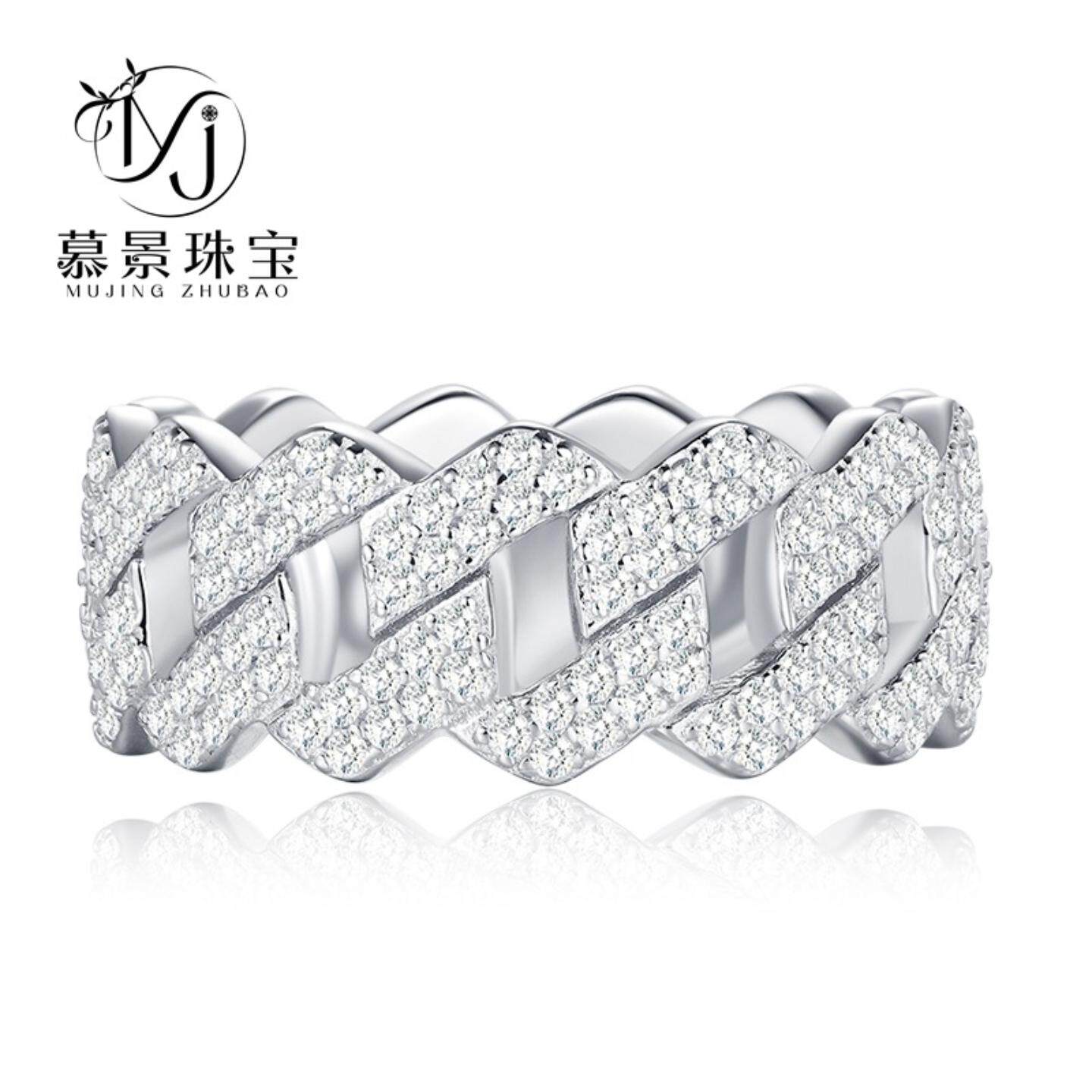 轻奢微镶S925银环扣锆石戒指HIP