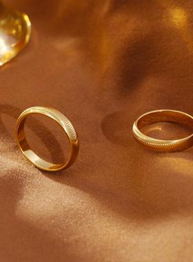 2025年爆款戒指 小众设计感简约百搭网红铜镀18k金素圈食指环