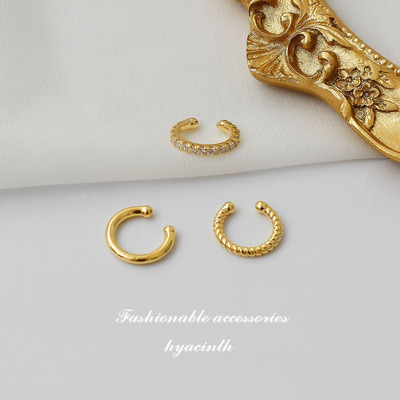 HYACINTH韩国14K金无耳洞耳夹女套装 冷淡风耳骨夹小众设计耳饰