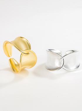 韩国原创设计网红个性S925纯银交叉式高贵轻奢百搭指环ins风手饰