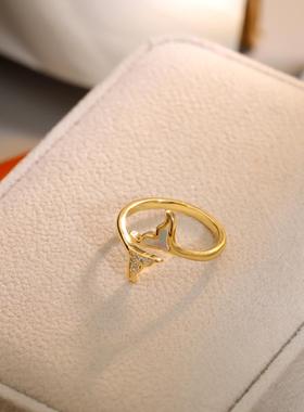 小中设计感鱼尾开口戒指白色贝母贝壳指环网红甜美气质轻奢戒指女