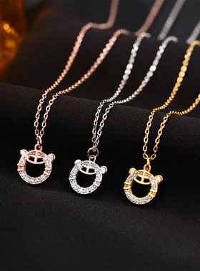 胖胖999纯银小老虎吊坠女小众设计感项链虎年锁骨链ins本命年配饰