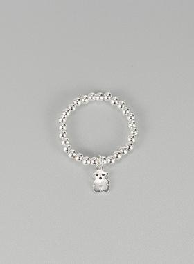 S925纯银圆珠手串戒指ins小众设计高级感手工串珠弹力绳食指戒女