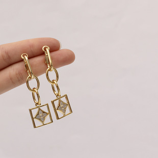 HYACINTH法式复古高级感贝母链条耳环网红气质个性夸张长款耳饰