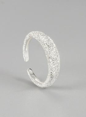 韩版轻奢冷淡风S925纯银璀璨波光粼粼闪沙戒指星空银河系开口指环