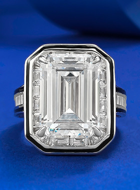 珠宝2024新款S925银豪镶10*14阿斯切高碳钻戒指环欧美款