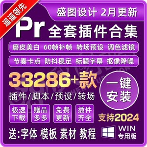 Pr插件全套合集一键安装调色转场字幕降噪磨皮特效中文版 2024Win