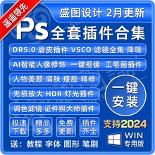 PS插件合集全套一键安装滤镜DR5磨皮美白精修抠图降噪中文2024win