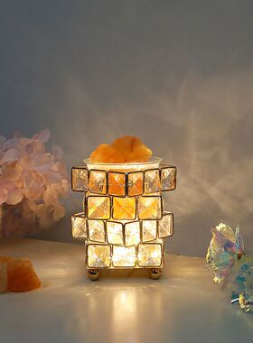 水晶喜马拉雅玫瑰少女四层台灯香熏简约盐灯盐石气氛北欧魔方卧室