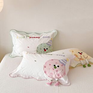 卡通48x74枕套立体纯棉35x50枕头套单品长绒棉可爱一对100S绣儿童