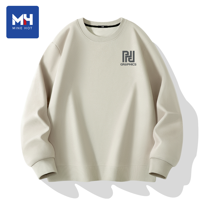 唐狮集团MH奥粒绒圆领卫衣男女同款秋冬季无帽上衣加绒加厚打底衫