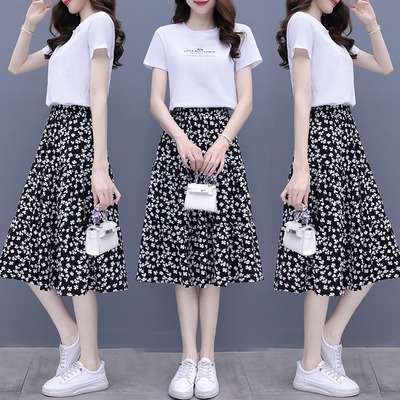 雪纺碎花裙洋气连衣裙两件套装女