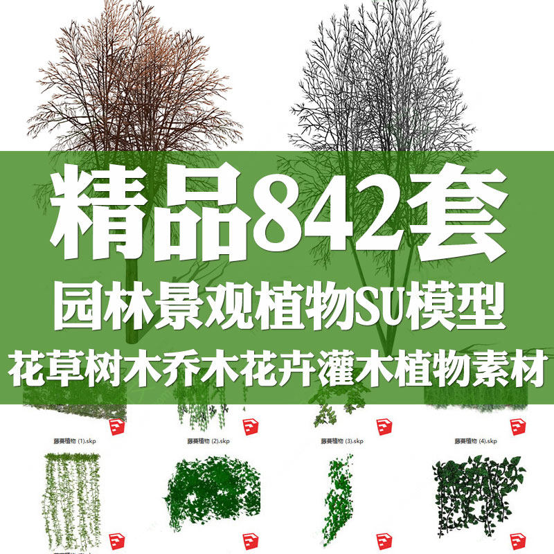 草图大师模型SU园林景观植物花草树木乔木花卉灌木sketchup素材库