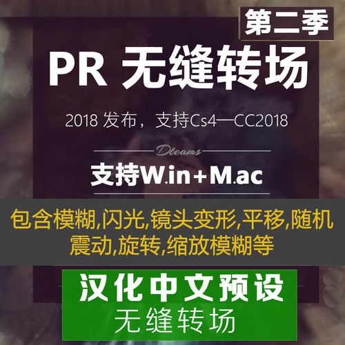 PR转场插件预设素材模糊震动旋转缩放支持至CC2018 win/mac系统