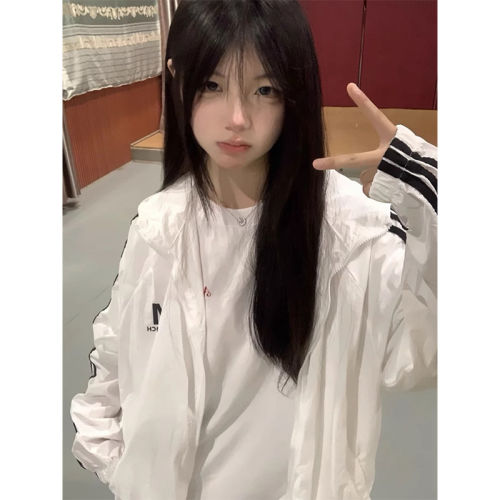 美式复古薄款透气连帽防