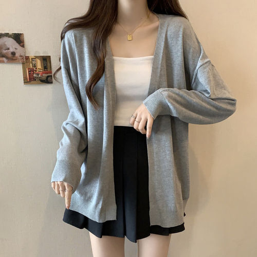 灰色针织开衫外套女夏季