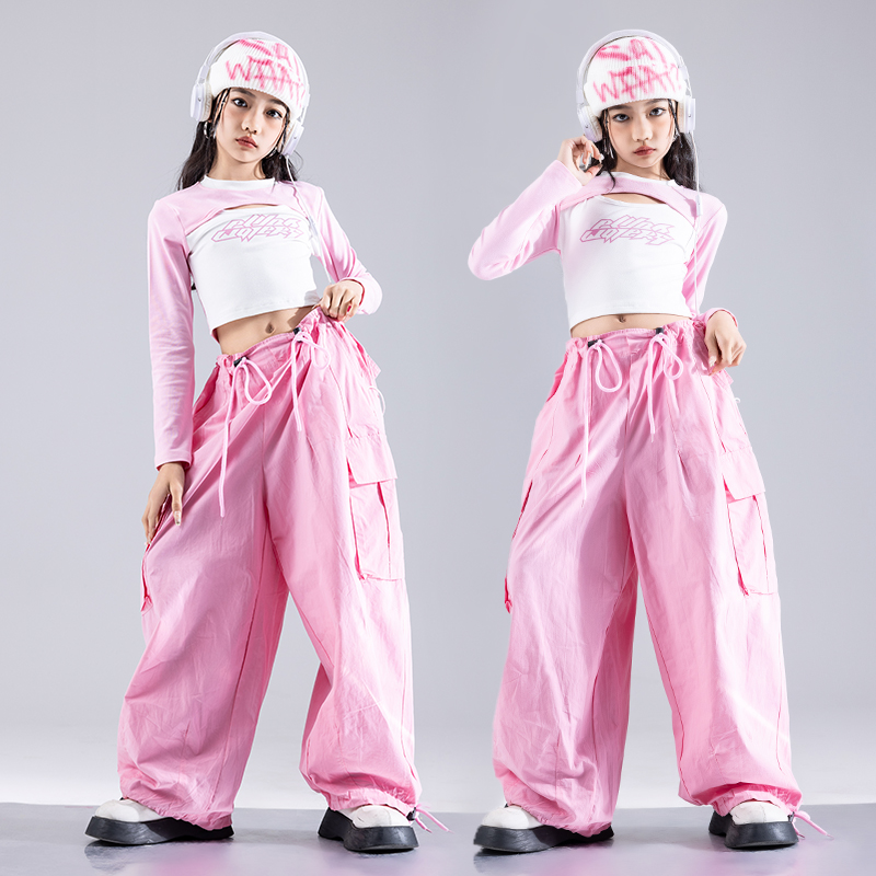 高腰露脐爵士舞演出服辛芭歌女童
