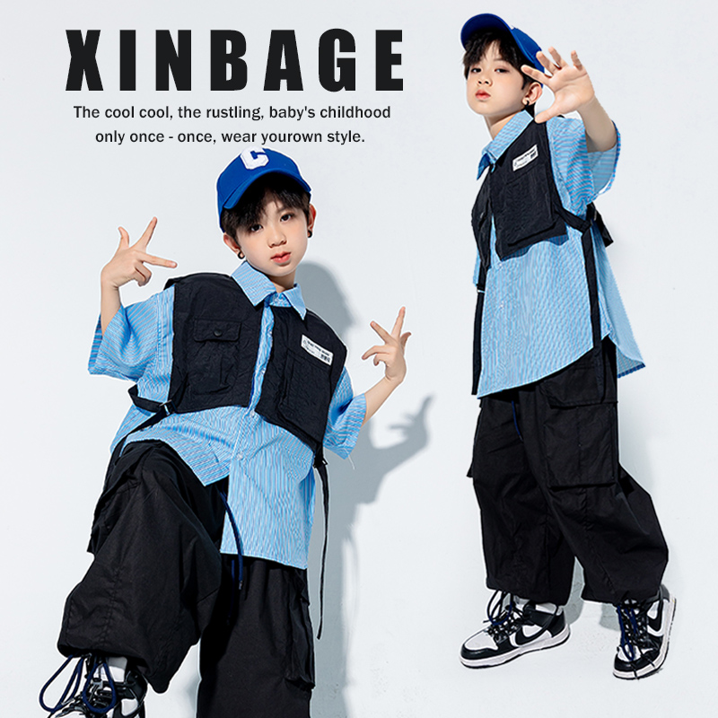 街舞兒童潮服夏季男童hiphop套裝女童爵士舞服裝少兒架子鼓演出服