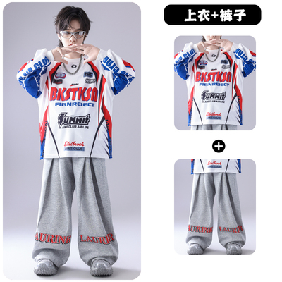 儿童街舞演出服嘻哈男童表演服hiphop架子鼓女童酷帅潮秋季舞蹈服 — 3