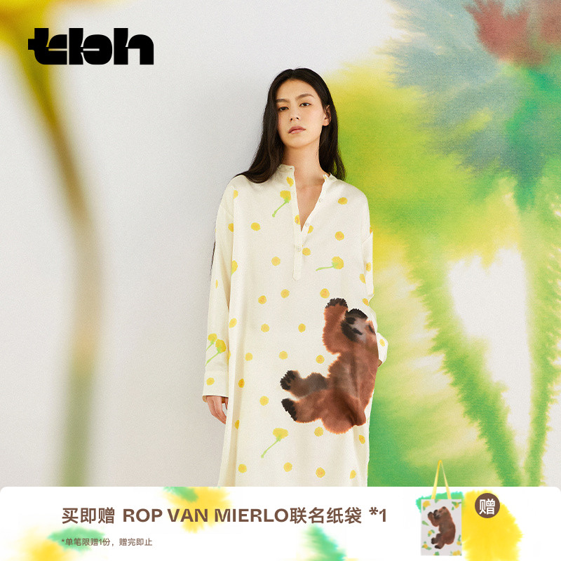 tbh野兽派家居天丝印花睡裙