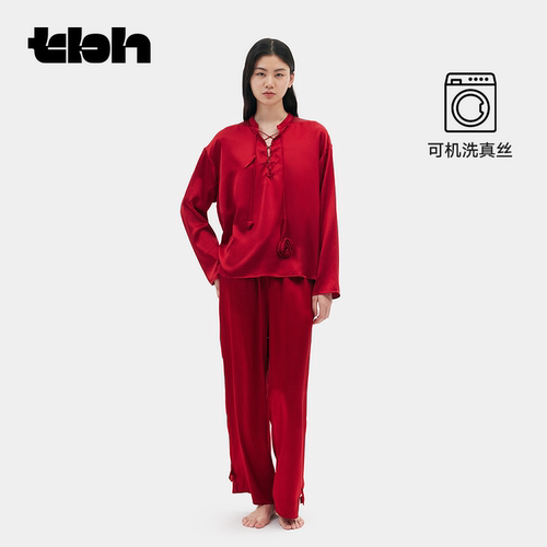 tbh野兽派家居花语系列22姆米可机洗真丝家居服套装女结婚睡衣