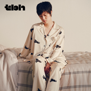 tbh野兽派家居都市野兽海獭星光缎家居服套装 可外穿情侣睡衣 四季