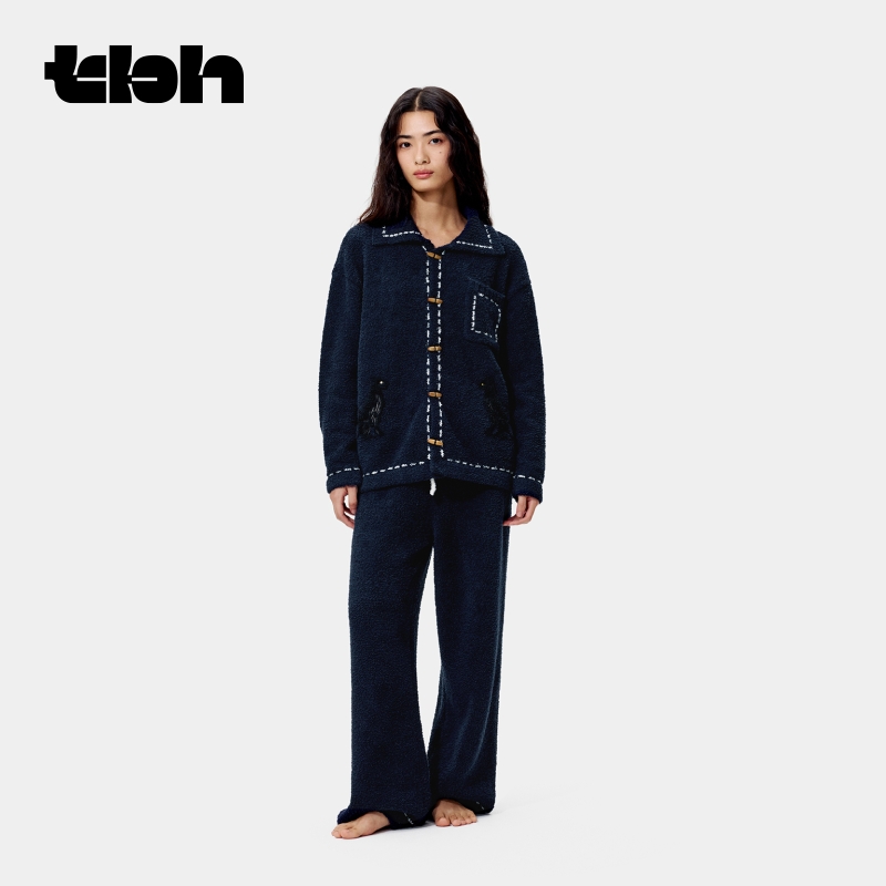 tbh野兽派黑豹半边绒家居服套装