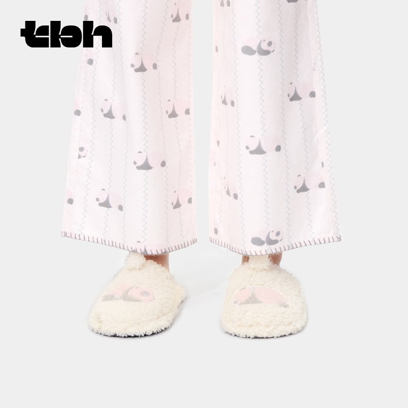 tbh野兽派熊猫嘭嘭毛绒拖鞋