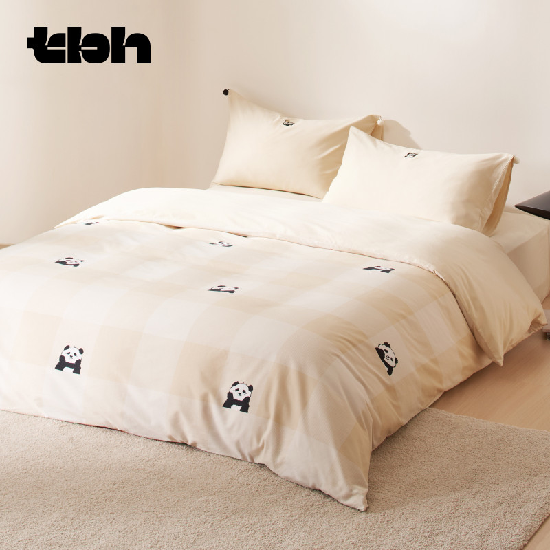 tbh野兽派家居熊猫嘭嘭全棉磨毛三/四件套