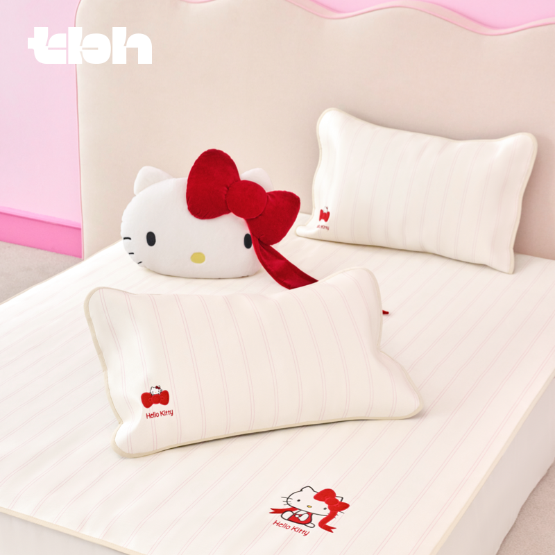 tbh野兽派家居Hello Kitty冰丝凉席奶油粉家用夏季可机洗软席子