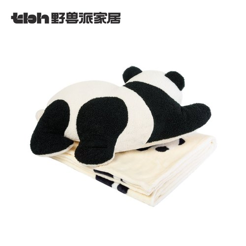 熊猫嘭嘭二合一法兰绒暖香毯抱枕