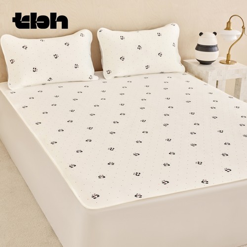 tbh野兽派家居熊猫嘭嘭凉感软席套装单双人夏季席子可水洗凉席