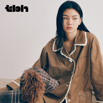 tbh野兽派家居加厚全棉法兰绒家居服套装可外穿冬季情侣睡衣