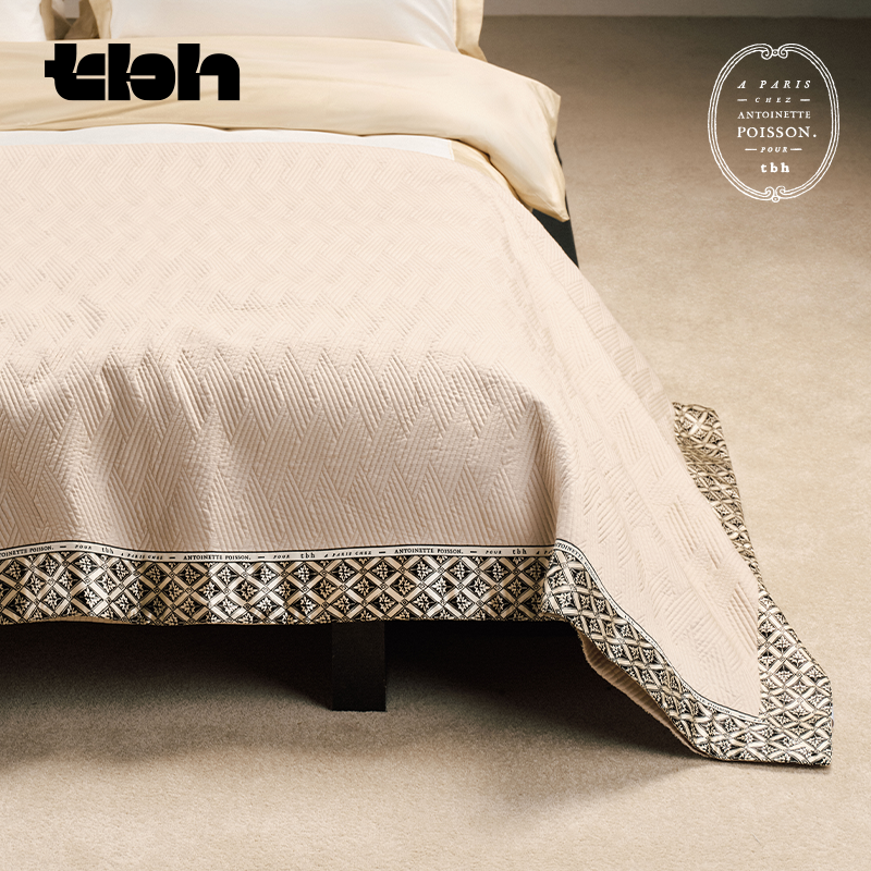 tbh野兽派家居梧桐工坊合作系列缎纹真丝包边床盖单件四季通用