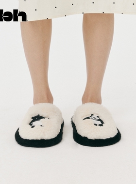 tbh野兽派家居熊猫嘭嘭毛绒拖鞋可外穿室内鞋子冬季情侣家居鞋*