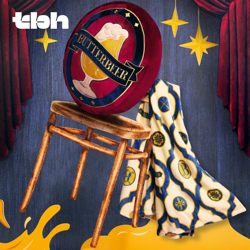 tbh野兽派家居哈利·波特黄油啤酒二合一法兰绒暖香毯/抱枕