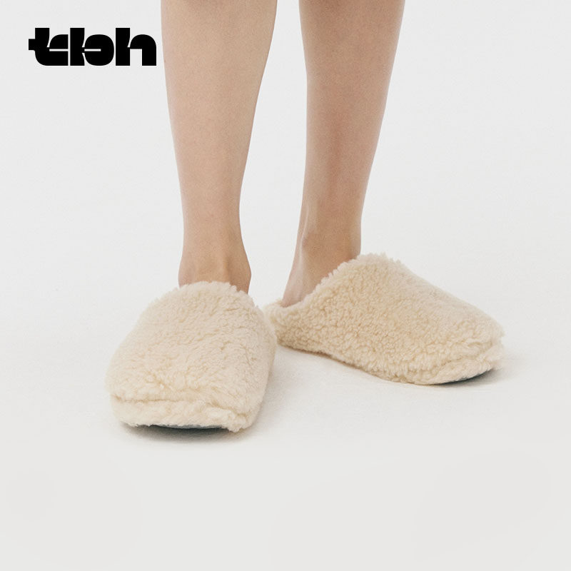 tbh野兽派家居羊毛混纺家居拖鞋冬季室内保暖鞋子可外穿休闲鞋