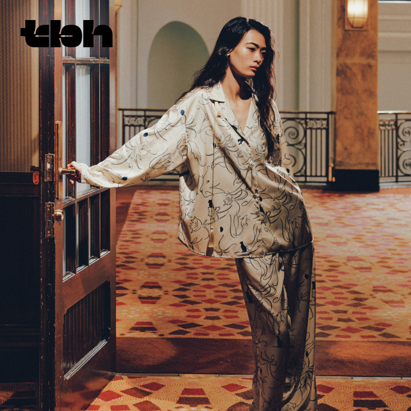 tbh野兽派家居星光缎家居服套装男女款