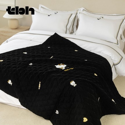 tbh野兽派家居三丽鸥Hello Kitty丝绒刺绣盖被冬季单双人被子