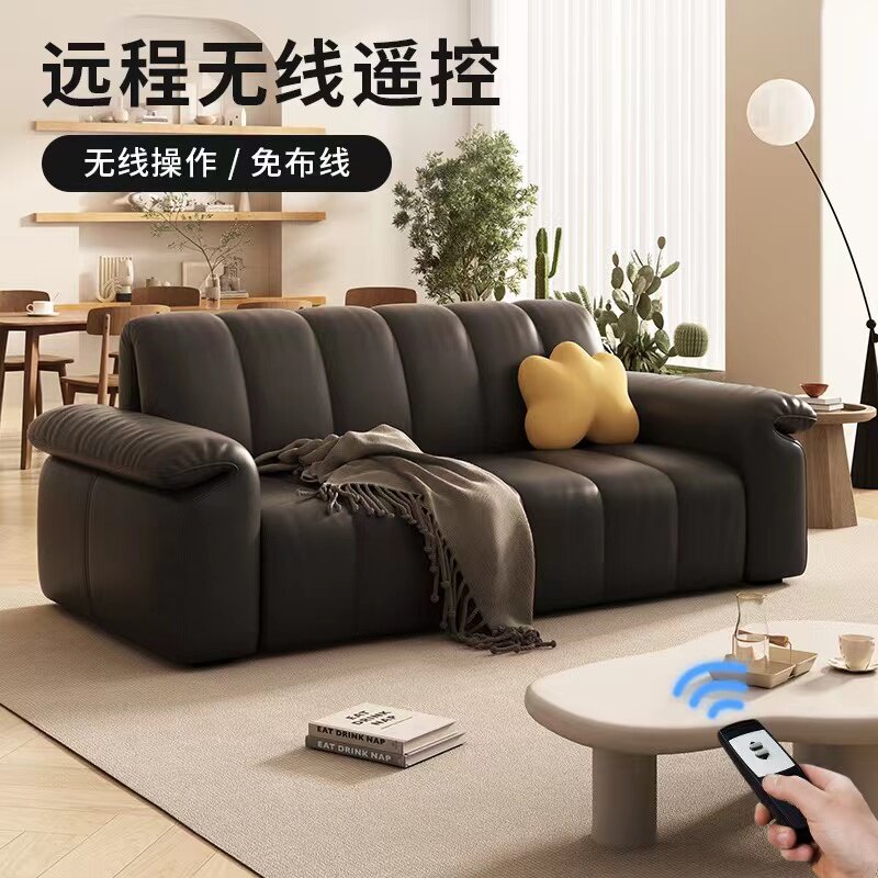 可折叠智能电动沙发床小户型多功能坐卧两用客厅阳台真皮网红款