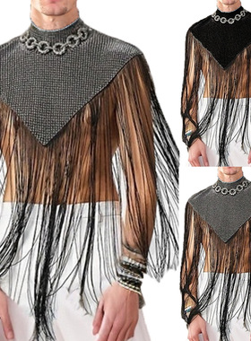 流苏拼接街头无袖背心欧美