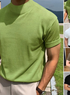 韩版时尚夏季打高领短袖打底衫