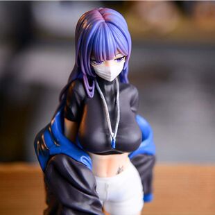 尤娜口罩少女手办黑丝长发动漫二次元玩偶模型桌面机箱摆件礼物