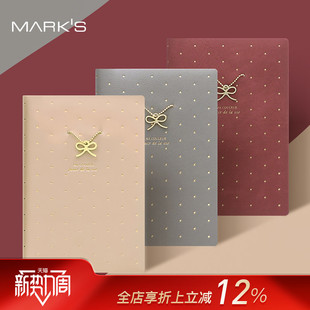 特惠2折 B6变型记事本高颜值日程本仿皮封面商务办公时尚 MARK 周记手帐A6 可爱 S2024年金属缎带挂饰横式