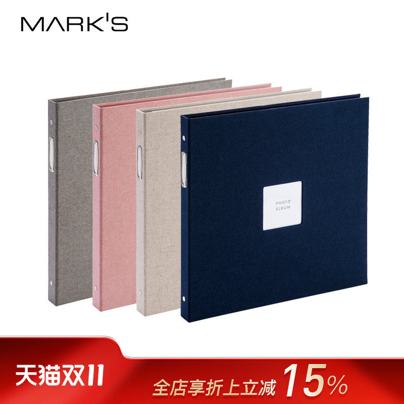 marks Photo系列Binder Album大型活页DIY家庭相册 5寸7寸方形照片 四色活页夹横竖两用活页多种替芯套装